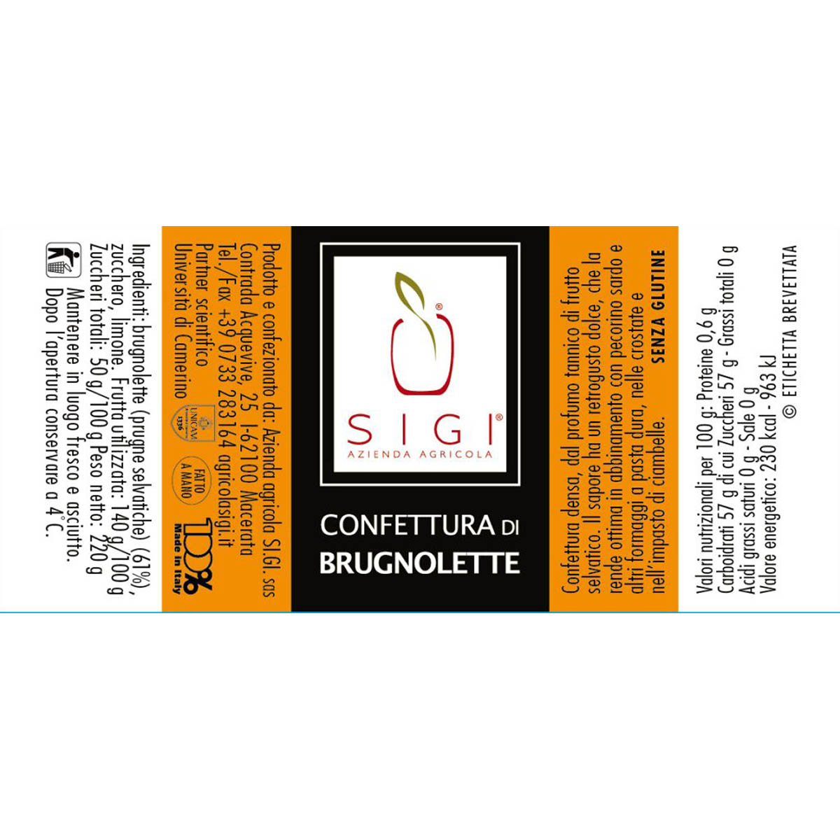 Si.Gi. - CONFETTURA DI BRUGNOLETTE 220 g - immagine 3