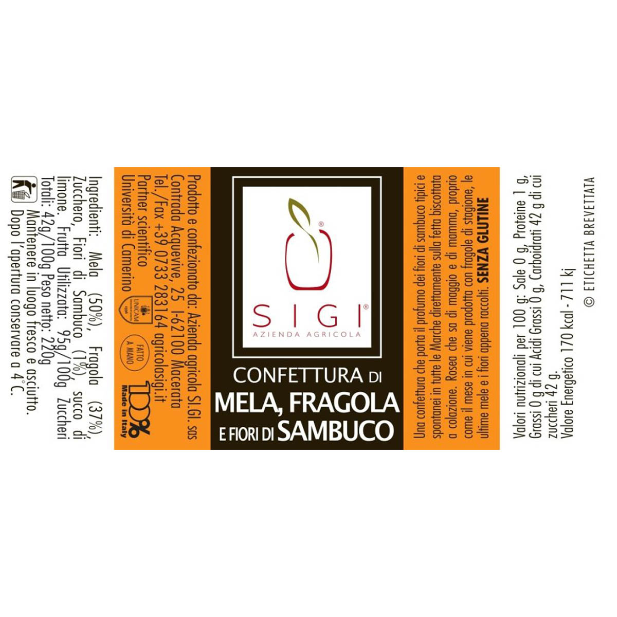 Si.Gi. - CONFETTURA DI MELA FRAGOLA E FIORI DI SAMBUCO 220 g - immagine 2
